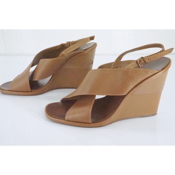 Tory Burch Gabrielle Cross Ankle Strap Slingback Wedge Sandal Size 9 New $350 - Picture 5 of 11